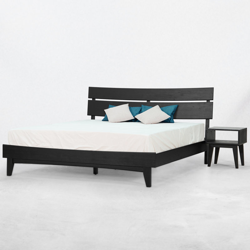 Acacia Aurora 2Piece Bedroom Set Solid Wood Bed Frame with High Headboard and Nightstand